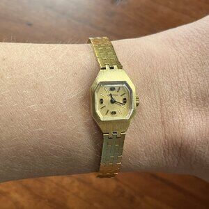 Vintage Women's Watch Croton Mechanical Gold Tone Needs Battery